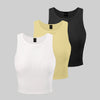 Pack of 3 Solid Color Ribbed Tank Tops in Black, White and Vanilla Front View For Women | Littlebox India