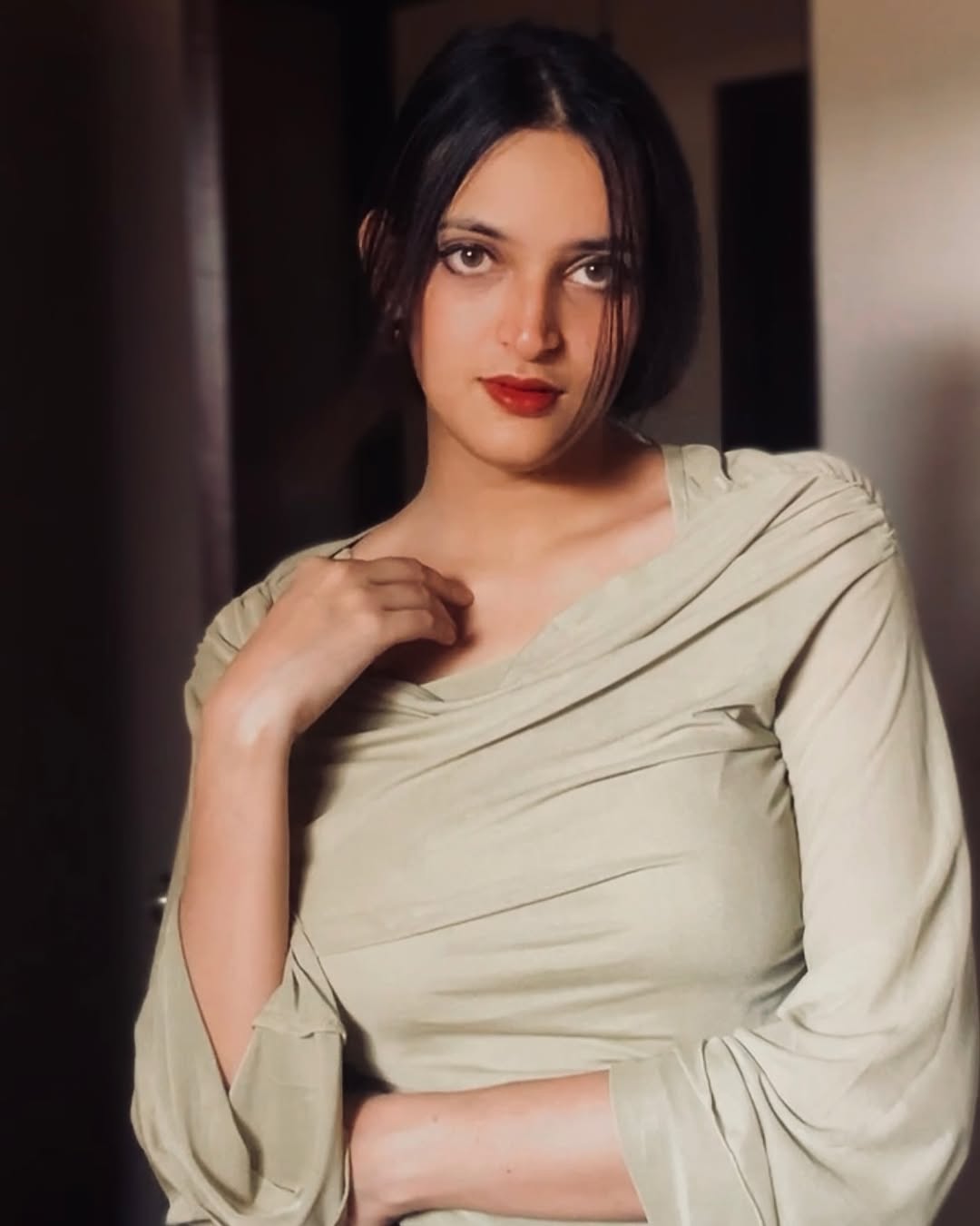 Customer photo 1 of Party Off Shoulder Ruched Flared Full Sleeve Top in Green