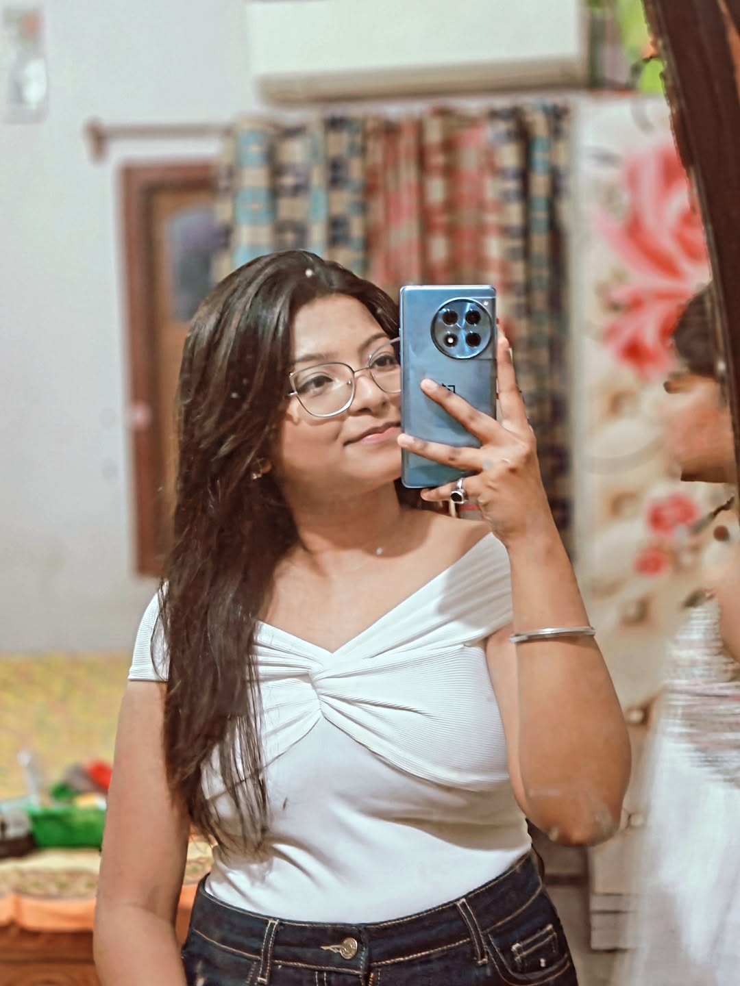 Customer photo 1 of Party Off the Shoulder Twist Front Crop Top in White