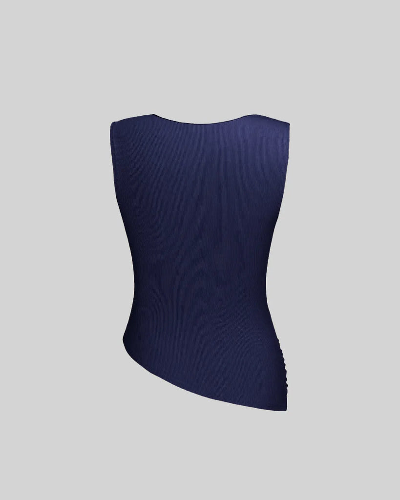 Round Neck Sleeveless Top in Navy Blue - Littlebox India