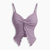 Party V Neck Ruched Sleeveless Flared Hem Top in Lilac Front View for Women | Littlebox India