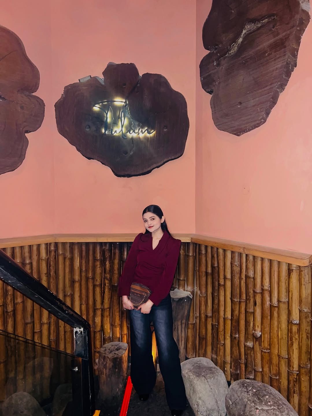 Customer photo 1 of Party V Neck Wrap Style Long Sleeve Top in Maroon