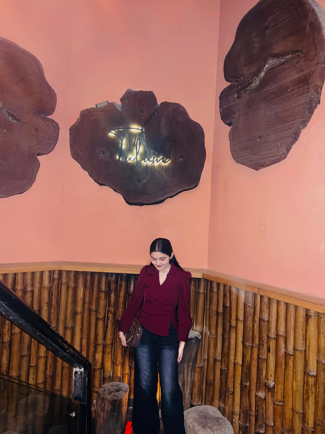 Customer photo 3 of Party V Neck Wrap Style Long Sleeve Top in Maroon