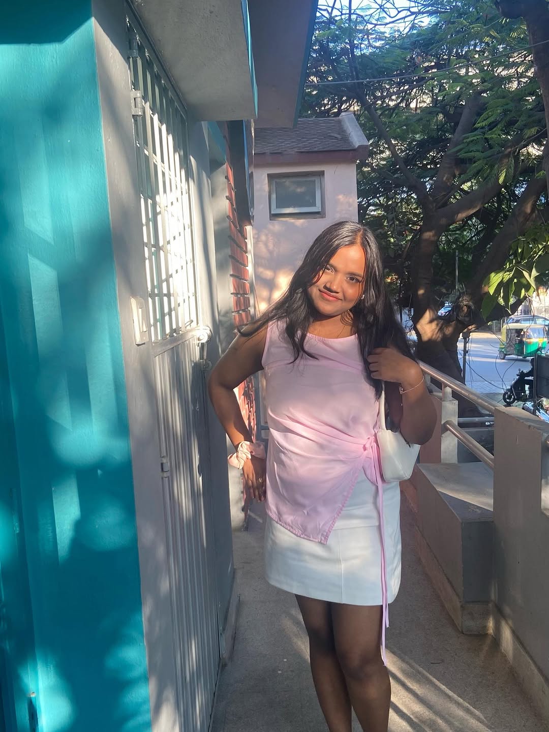 Customer photo 3 of Pink Asymmetrical Ruched Side Tie Sleeveless Top