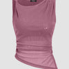 Pink Ruched Side Asymmetric Hem Tank Top Front View For Women | Littlebox India