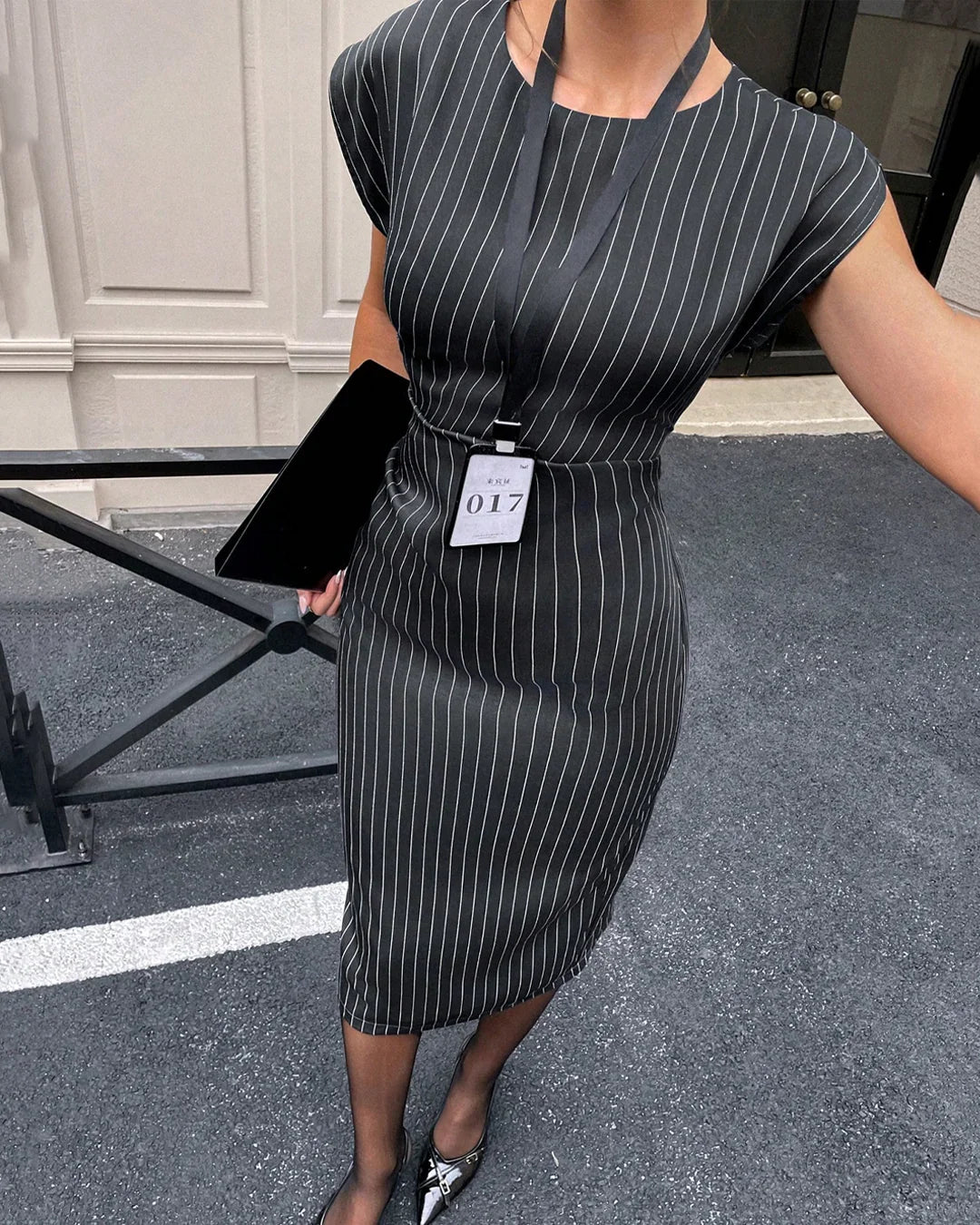 Pinstripe Dress Grey Striped Midi Dress Maryanne Mini Dress Button