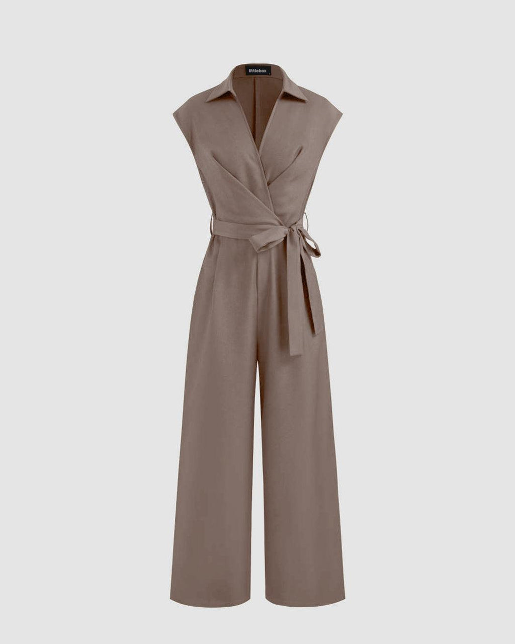 Collar Jumpsuit With Pockets And Belt In Brown Littlebox India