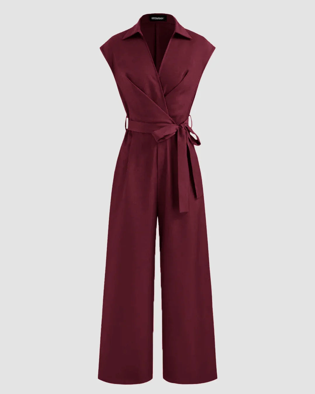 Jumpsuit With Pockets And Belt In Burgundy Littlebox India