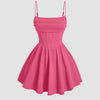 Pleated Waist Cami Short Dress In Hot Pink Front View for Women | Littlebox India