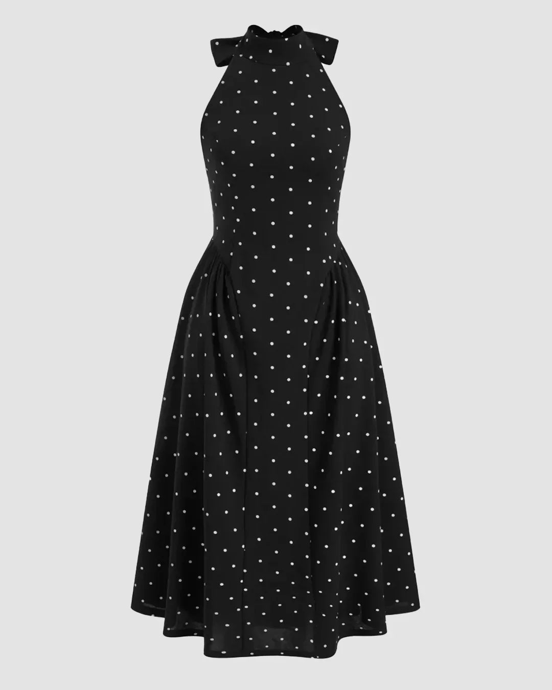 Polka Dot Halter Neck Midi Dress