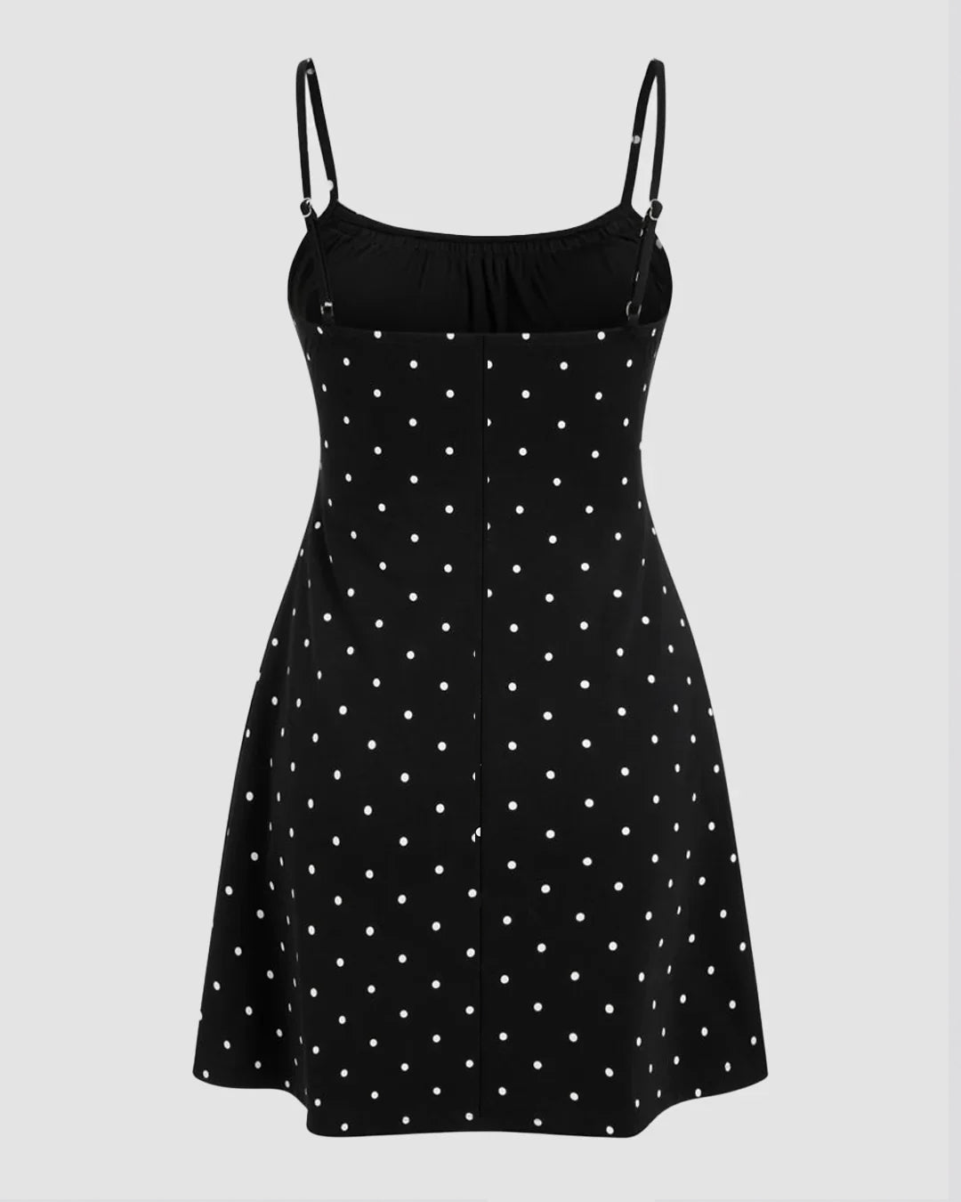 Polka Dot Square-neckline Lace Patched Mini Dress- Littlebox India