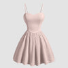 Powder Pink Sleeveless Flared Mini Dress Front View for Women | Littlebox India
