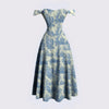 Printed Faux Fishbone Design Romantic Off-Shoulder Dress Front View for Women | Littlebox India