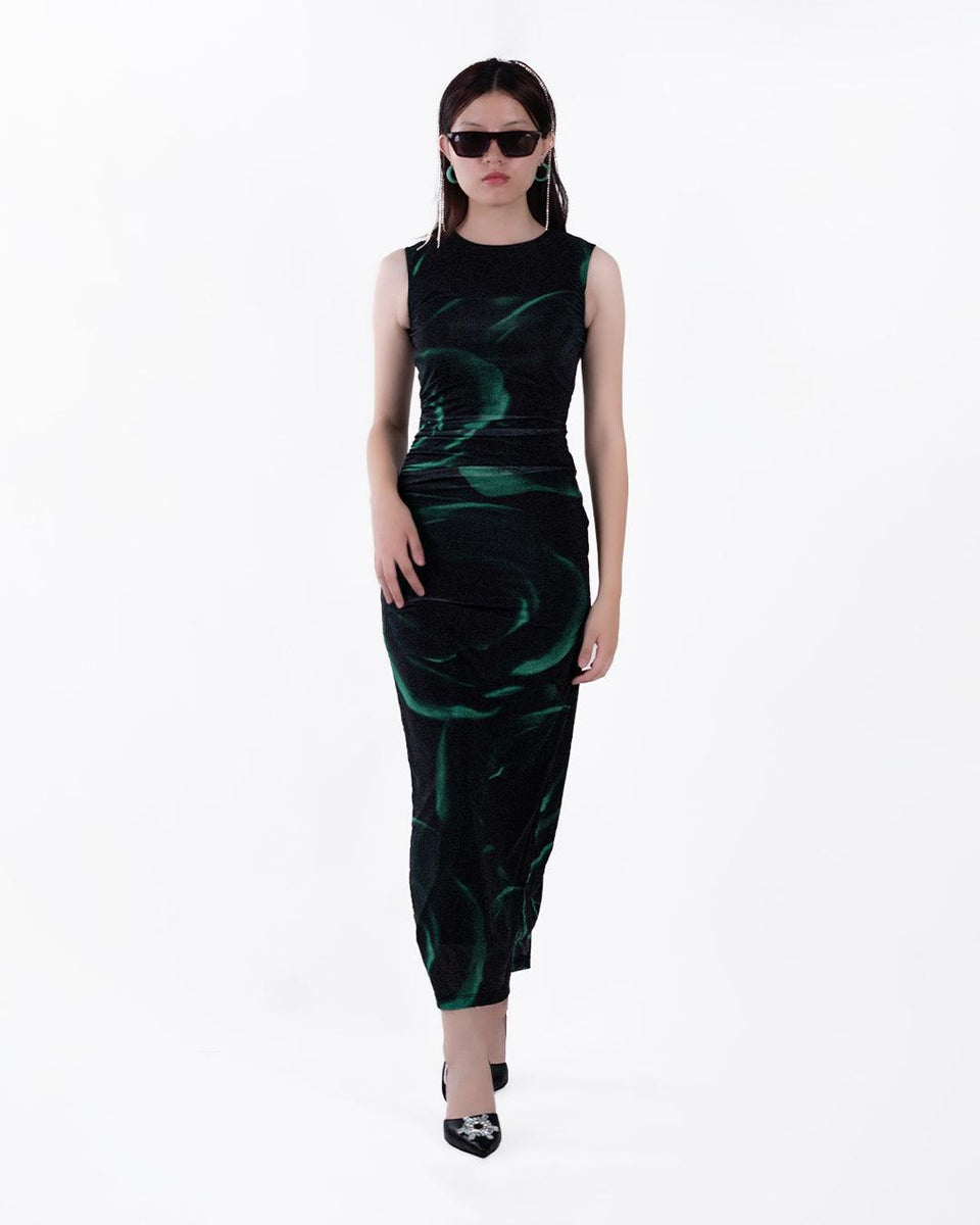 Stitching Mesh See through Maxi Dress Slim Dress main image 1