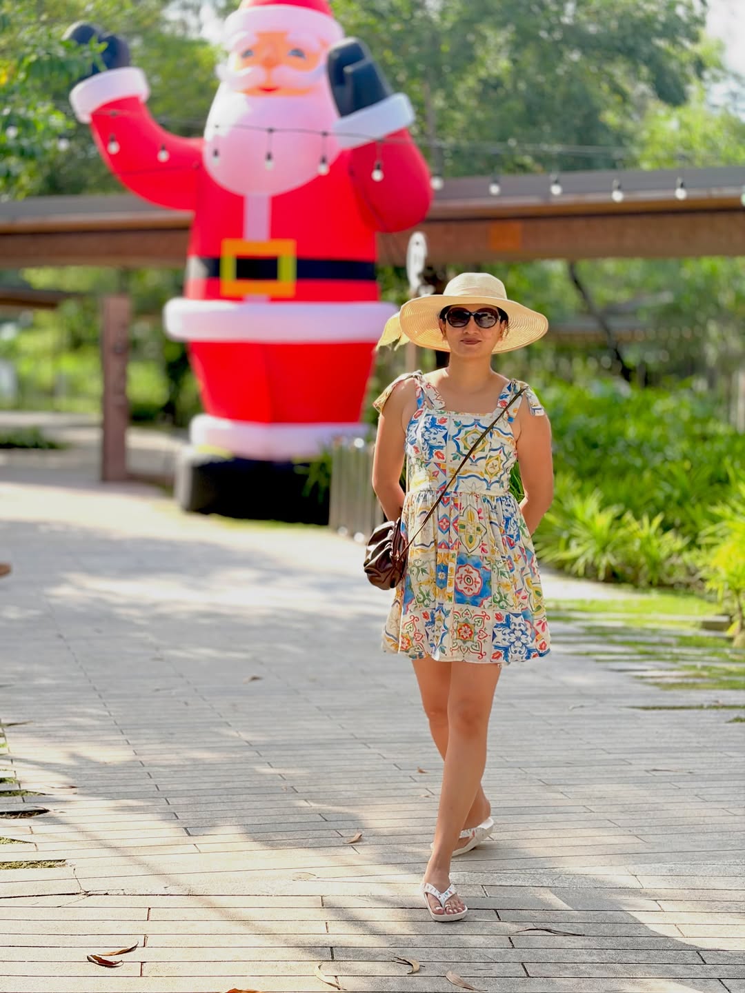 Customer photo 1 of Printed Tie-Up Strap Fit and Flare Mini Dress