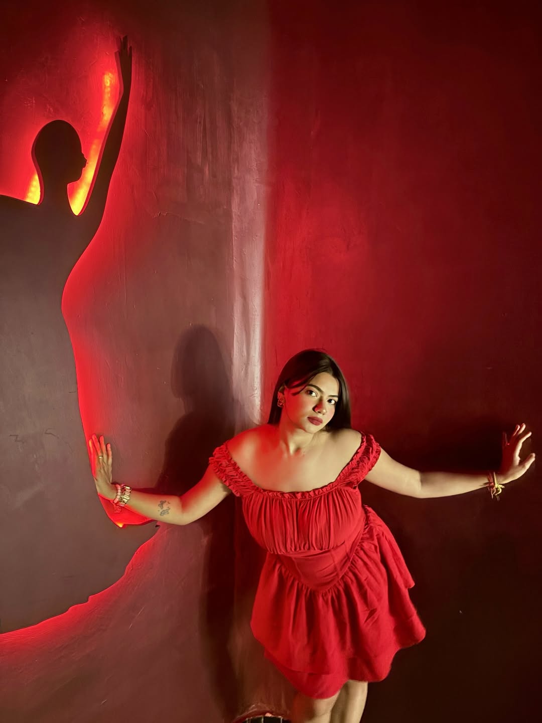 Customer photo 1 of Puff Sleeve Square Neck Mini Dress in Pink