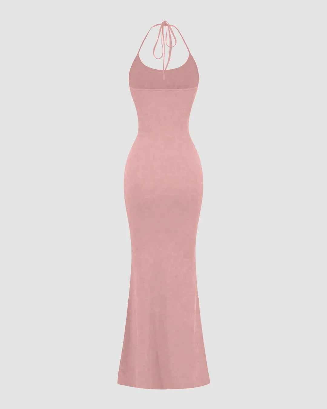 Rose Halter-Neck Bodycon Maxi Dress With Sleek Minimalist Design