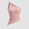 Rose One Shoulder Ruched Asymmetrical Top for Women Front View For Women | Littlebox India