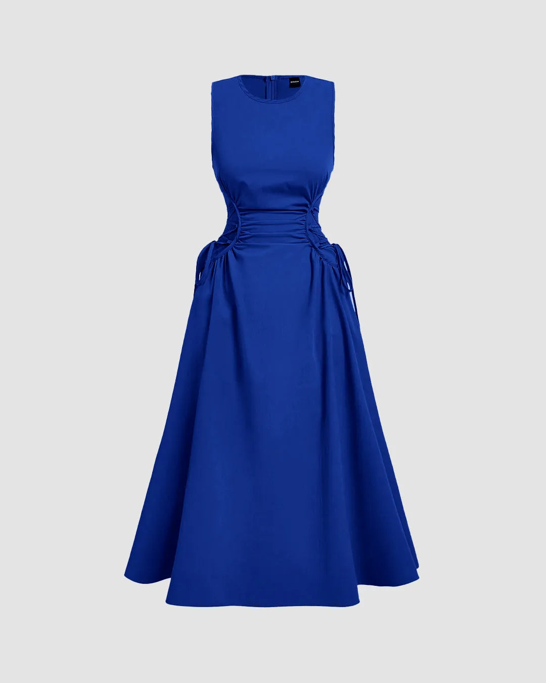 Square Neck Floral Corset Lace Up Midi Dress