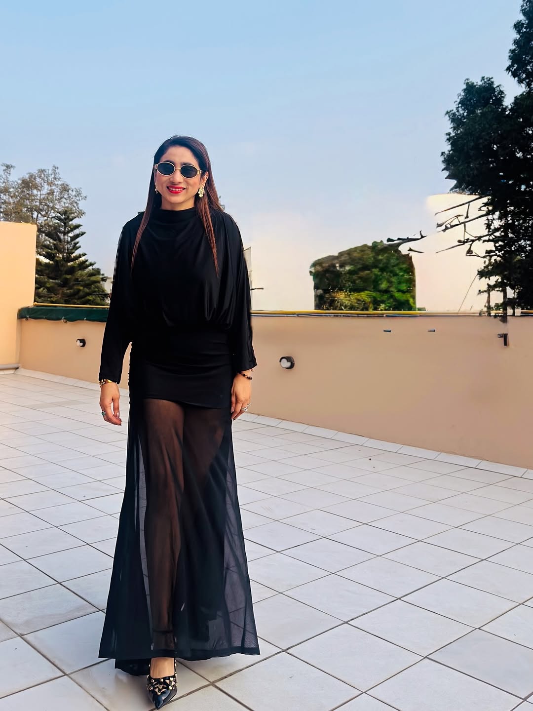 Customer photo 2 of Ruched Black Full Sleeve Maxi Dress