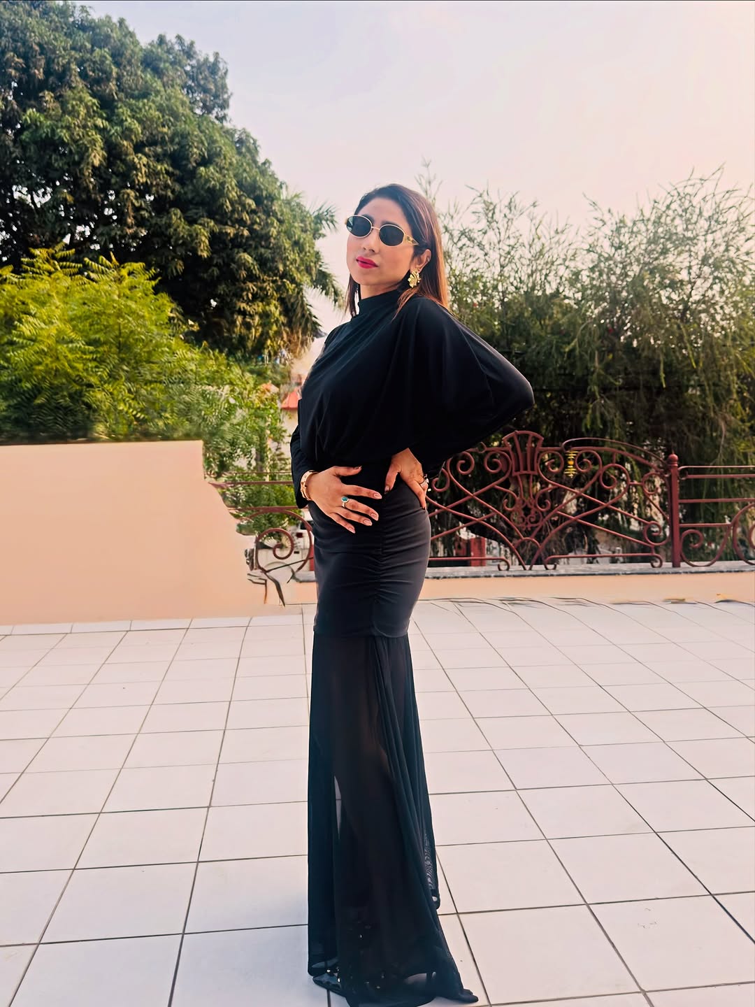 Customer photo 1 of Ruched Black Full Sleeve Maxi Dress