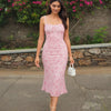  Ruched Bodycon Dress With Floral Print And Spaghetti Straps On Model for Women | Littlebox India