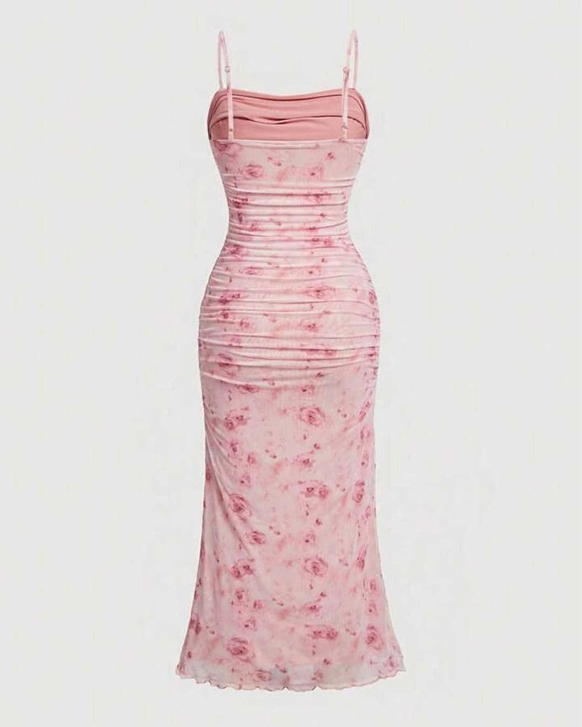 Ruched Bodycon Dress With Spaghetti Straps - Littlebox India Ruched Bodycon Dress With Spaghetti Straps - Littlebox India