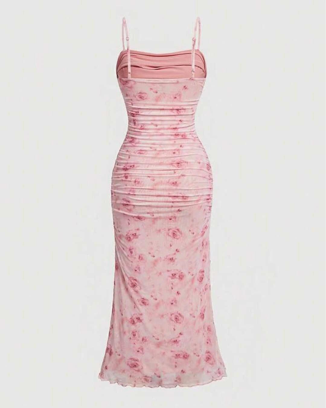 Ruched Bodycon Dress With Spaghetti Straps
