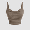 Ruched Cowl Neck Cami Top in Grey Front View for Women | Littlebox India