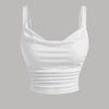 Ruched Cowl Neck Cami Top in White Front View for Women | Littlebox India