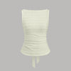 Cream ruched sleeveless tie back top with a stylish detail, perfect for a chic and casual look