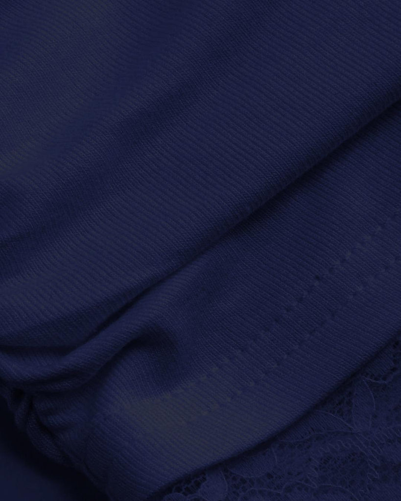 Ruched Full Sleeve Solid Top in Navy Blue - Littlebox India