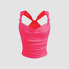 Ruched Strap Sweetheart Neck Top in Hot Pink Front View For Women | Littlebox India