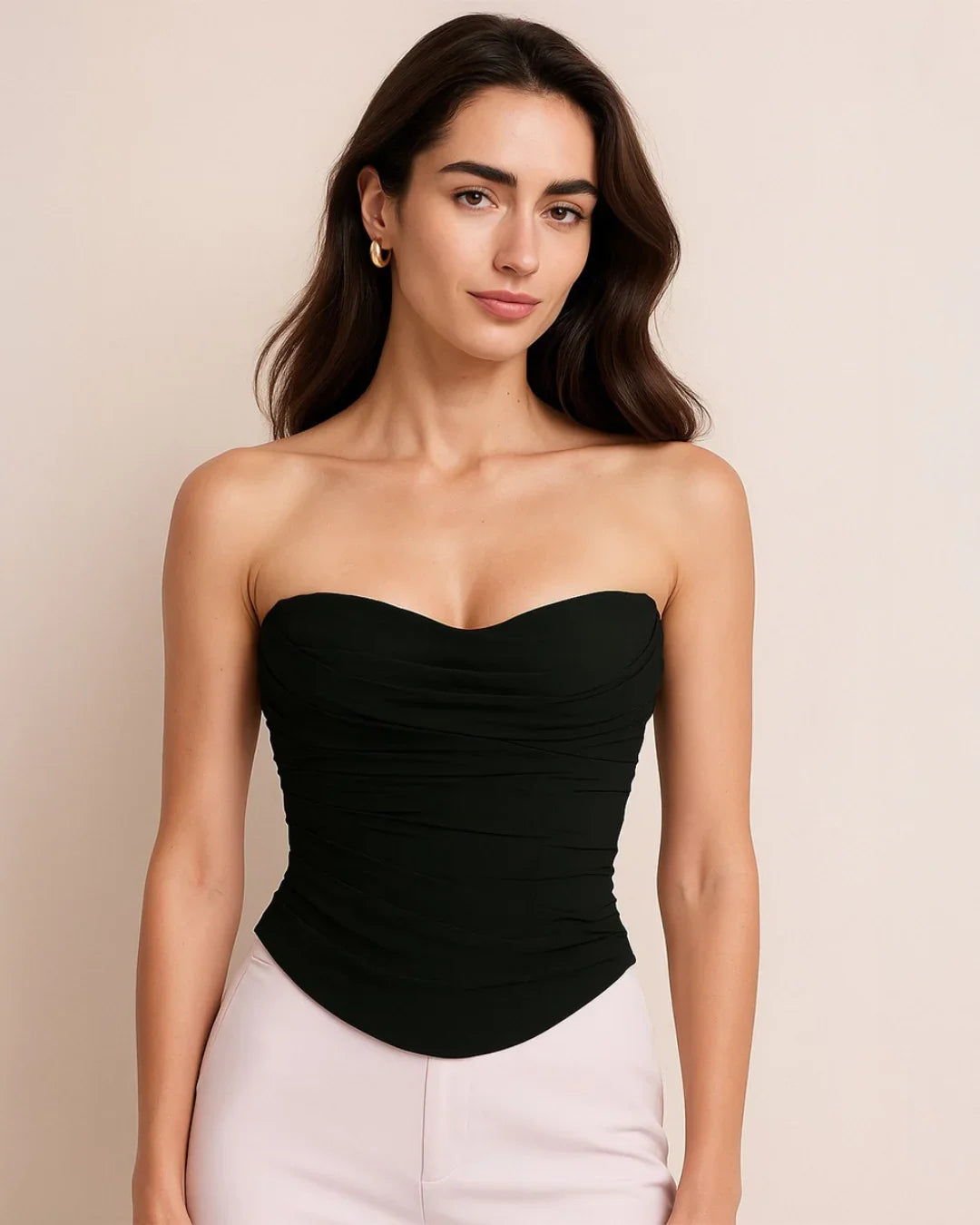 Strapless Corset Style Tube Top in Black - Littlebox India