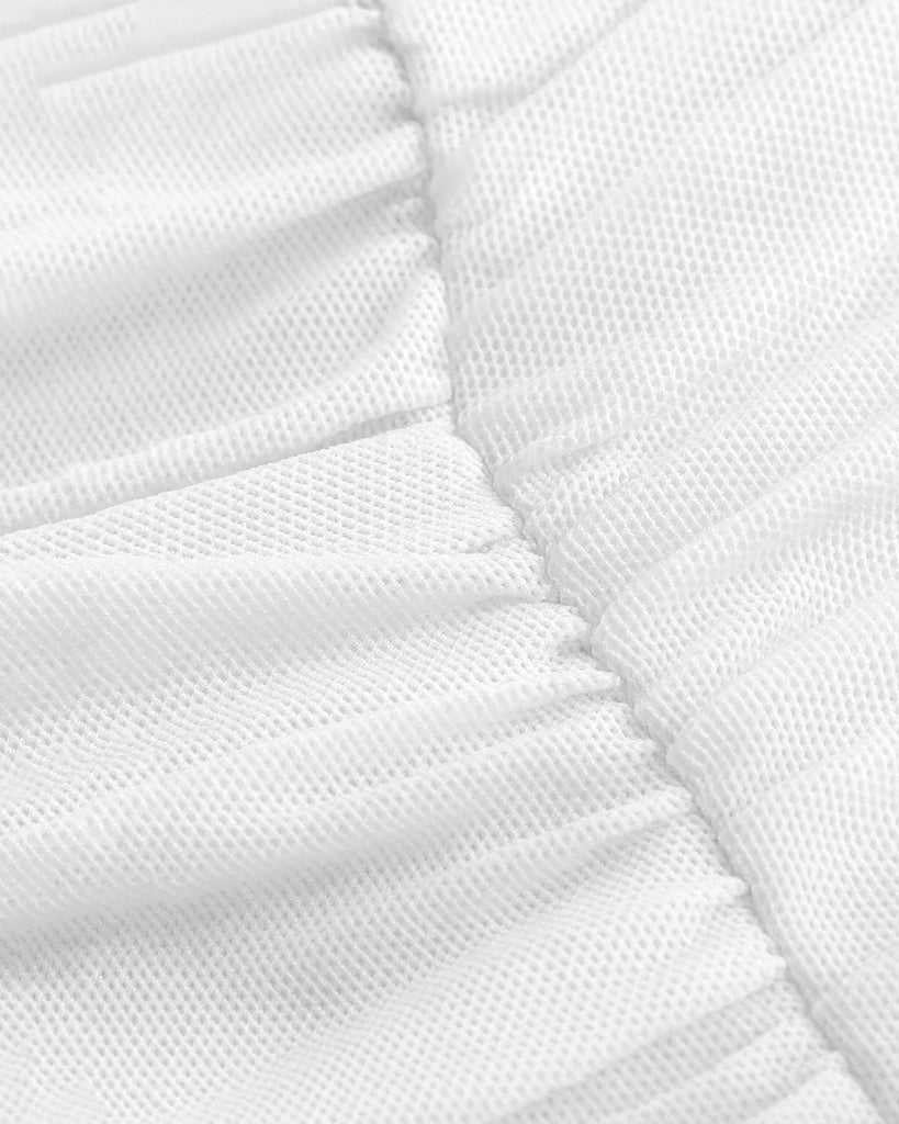 White ruched wrap front halter top with a stylish stop neck design.