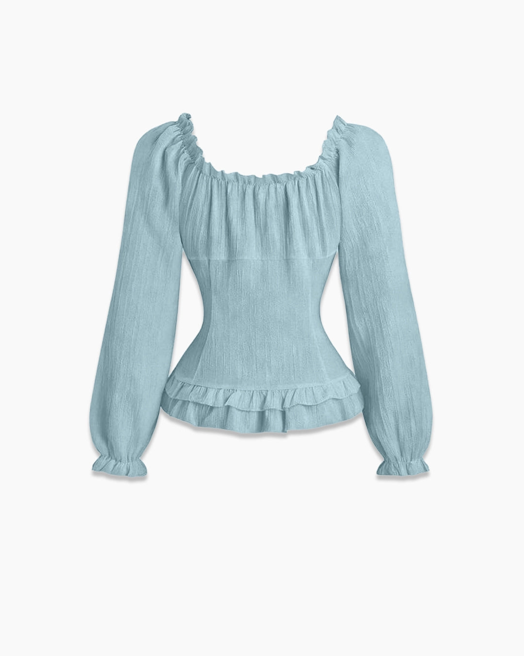 Powder Blue Ruffle Frill Trim Cuff Top - Littlebox India