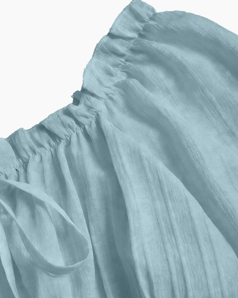 Powder Blue Ruffle Sheets Powder Blue Ruffle Frill Trim Cuff Top - Littlebox India