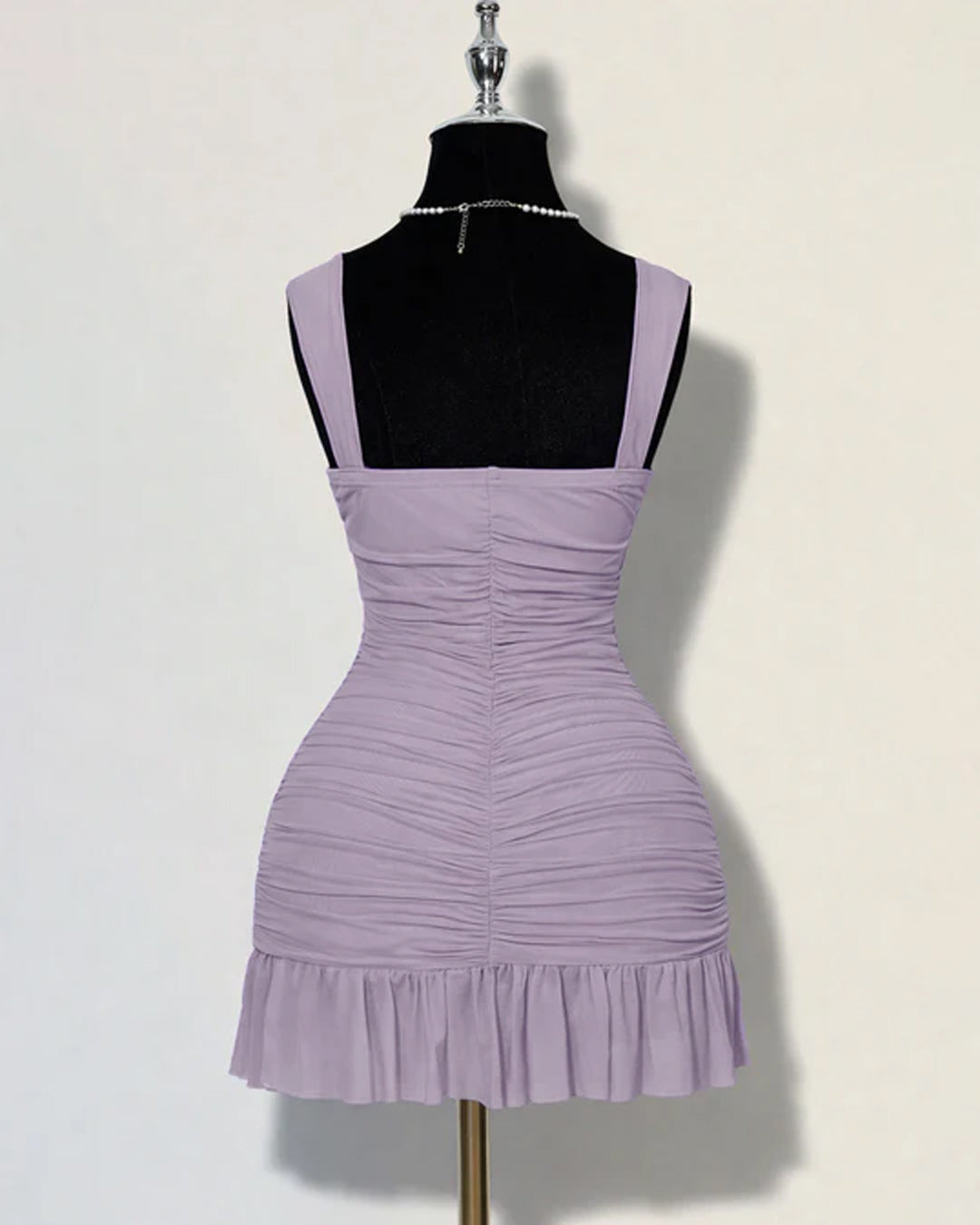 light purple ruffle dress Light Purple Square Neck Mini Dress