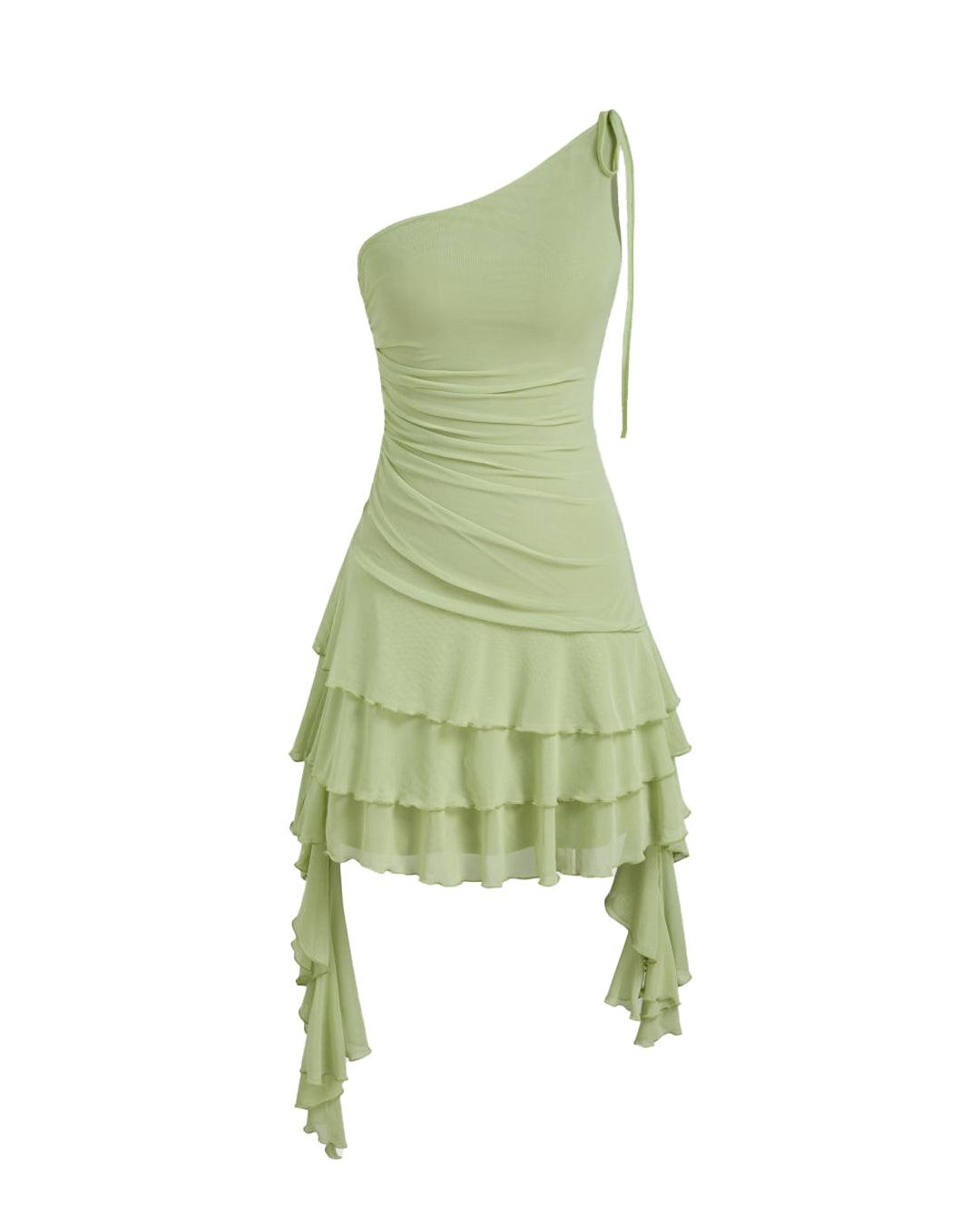 one shoulder asymmetric frill mini dress Yaelis, Oh Polly, one shoulder asymmetric frill mini