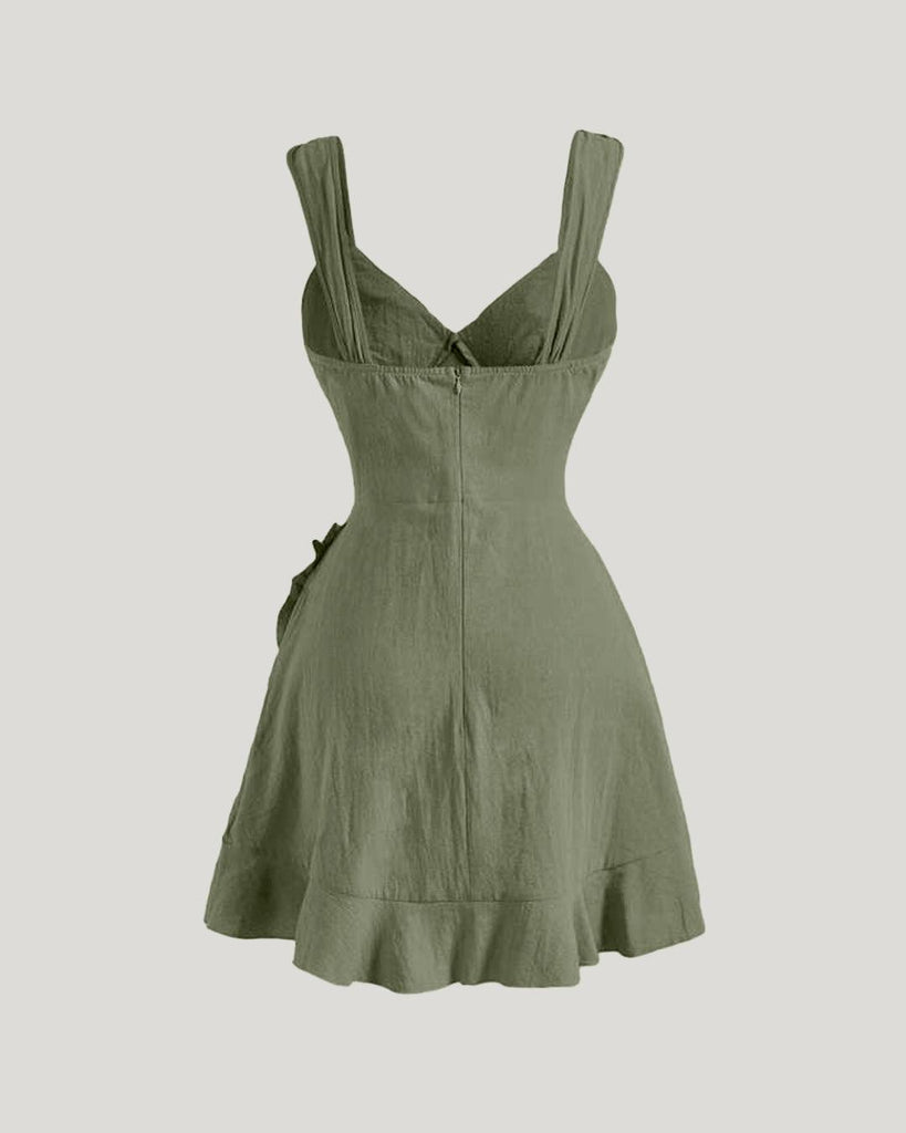 dijon mustard dressing Kelly Green Ruffled Short Dress