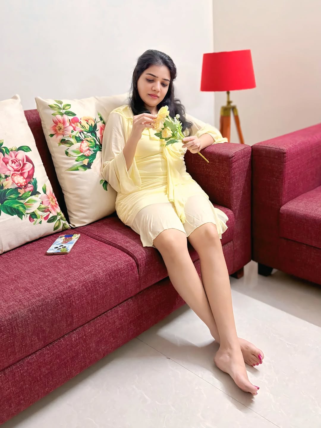 Customer photo 1 of Ruffled V Neck Tie Up Long Sleeve Mini Dress in French Vanilla