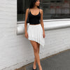 Asymmetric Layered Flare Mini Skirt in Off White