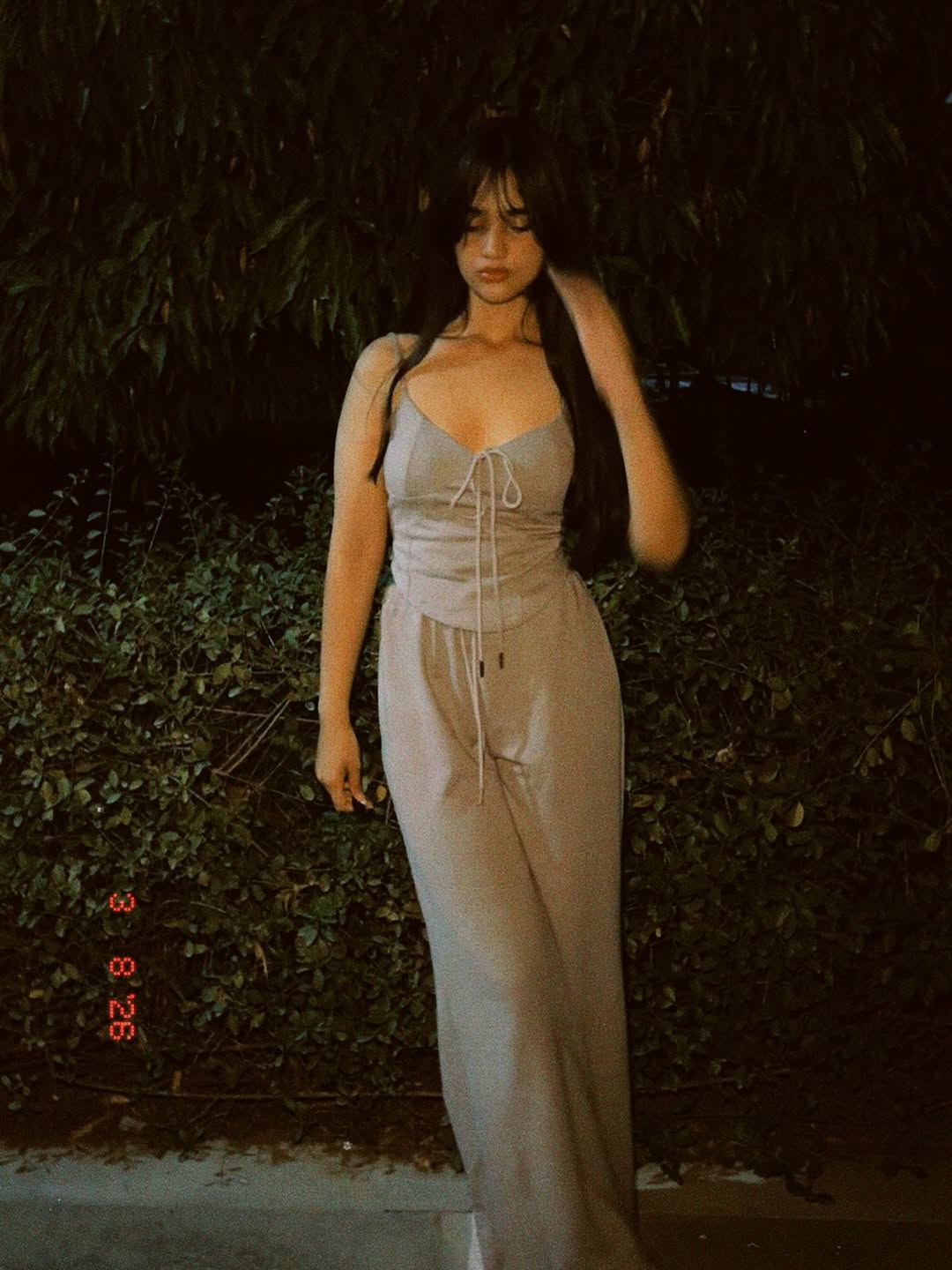 Customer photo 2 of Wide Leg Pants and Top Lounge Sweetheart Neck Co-ords in Grey