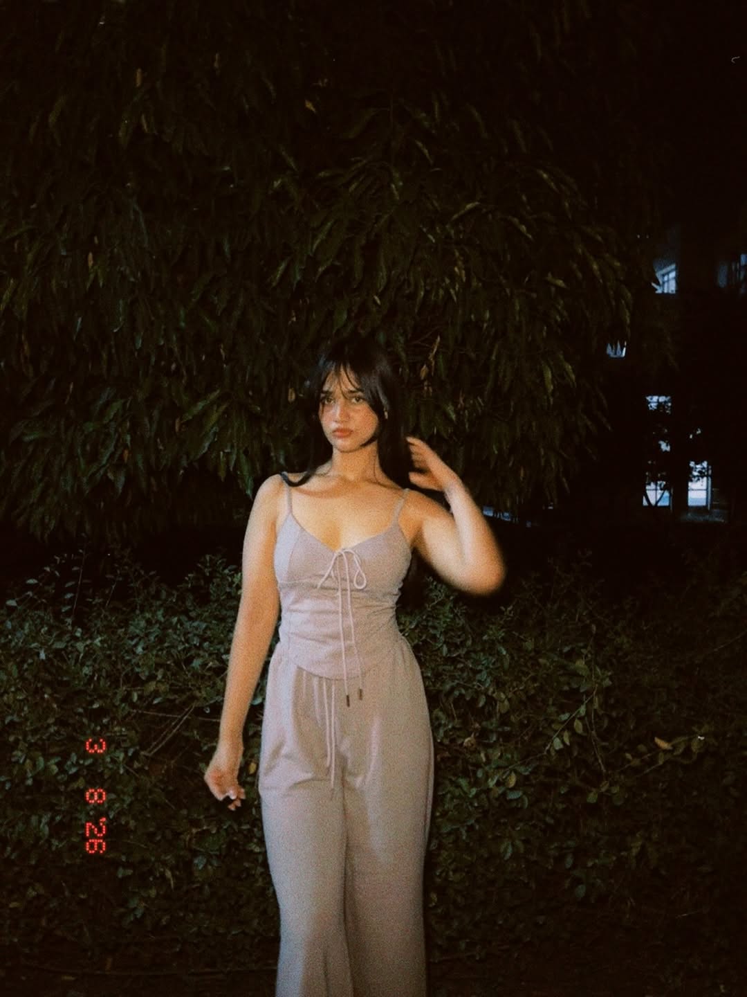 Customer photo 1 of Wide Leg Pants and Top Lounge Sweetheart Neck Co-ords in Grey