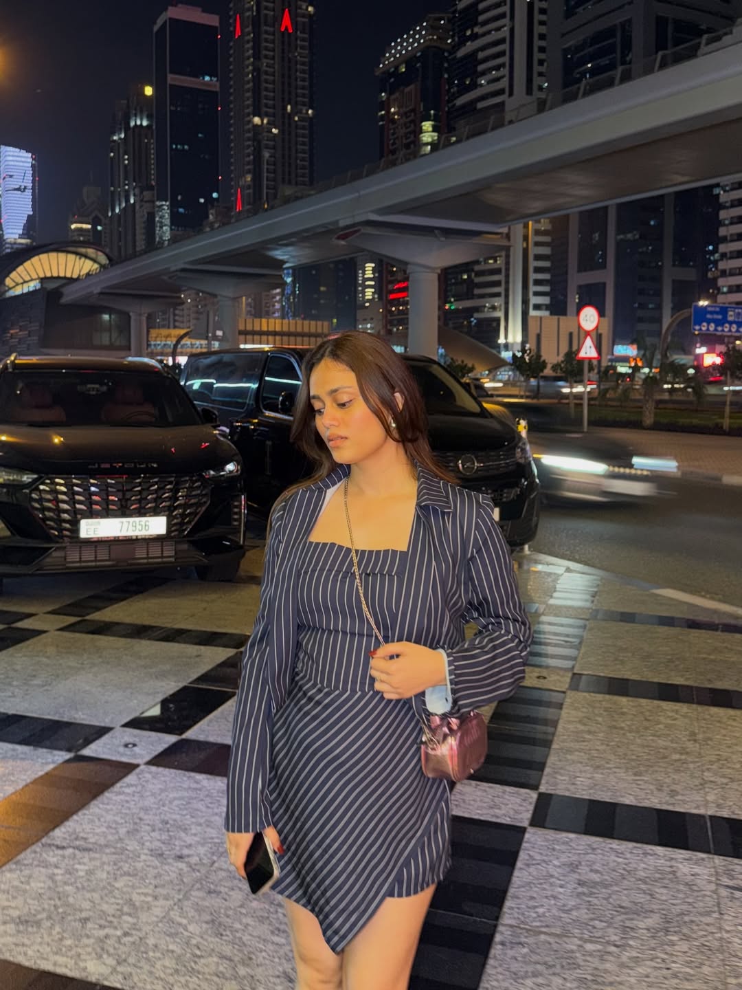 Customer photo 1 of Navy Blue Casual Striped Tube Dress & Cropped Jacket Two-Piece Set