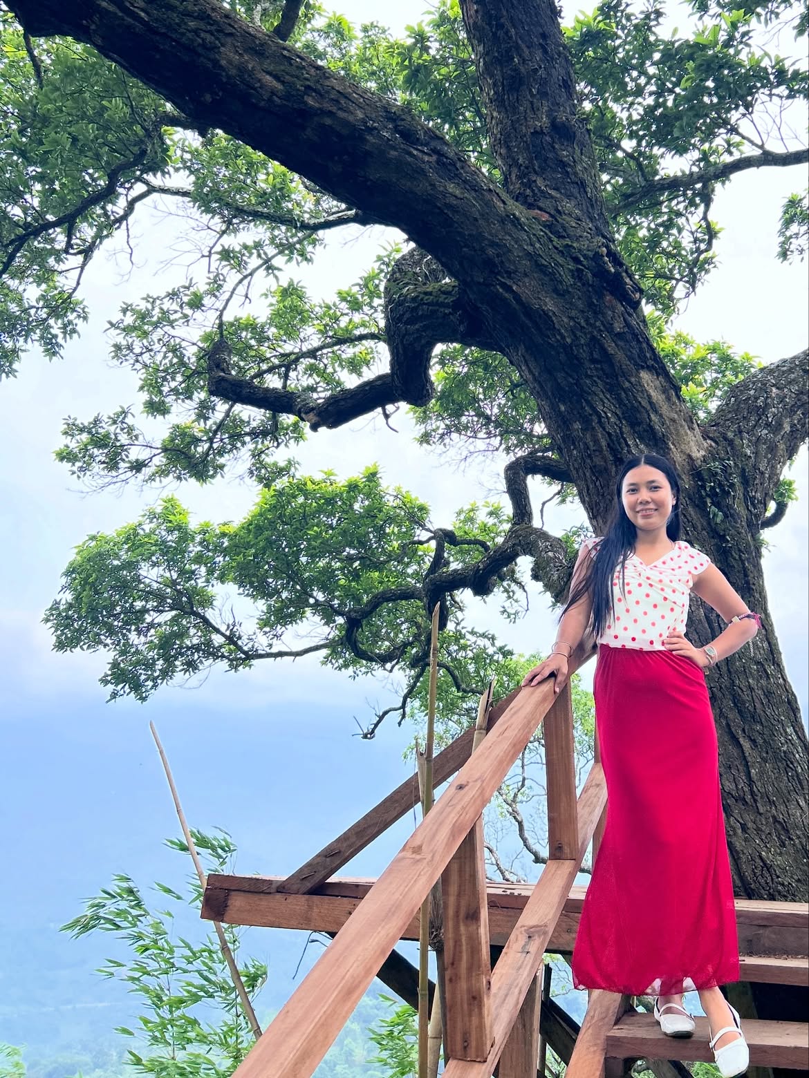 Customer photo 2 of Mesh Off-Shoulder Polka Dot Ruffled Top & Mermaid Maxi Skirt Set