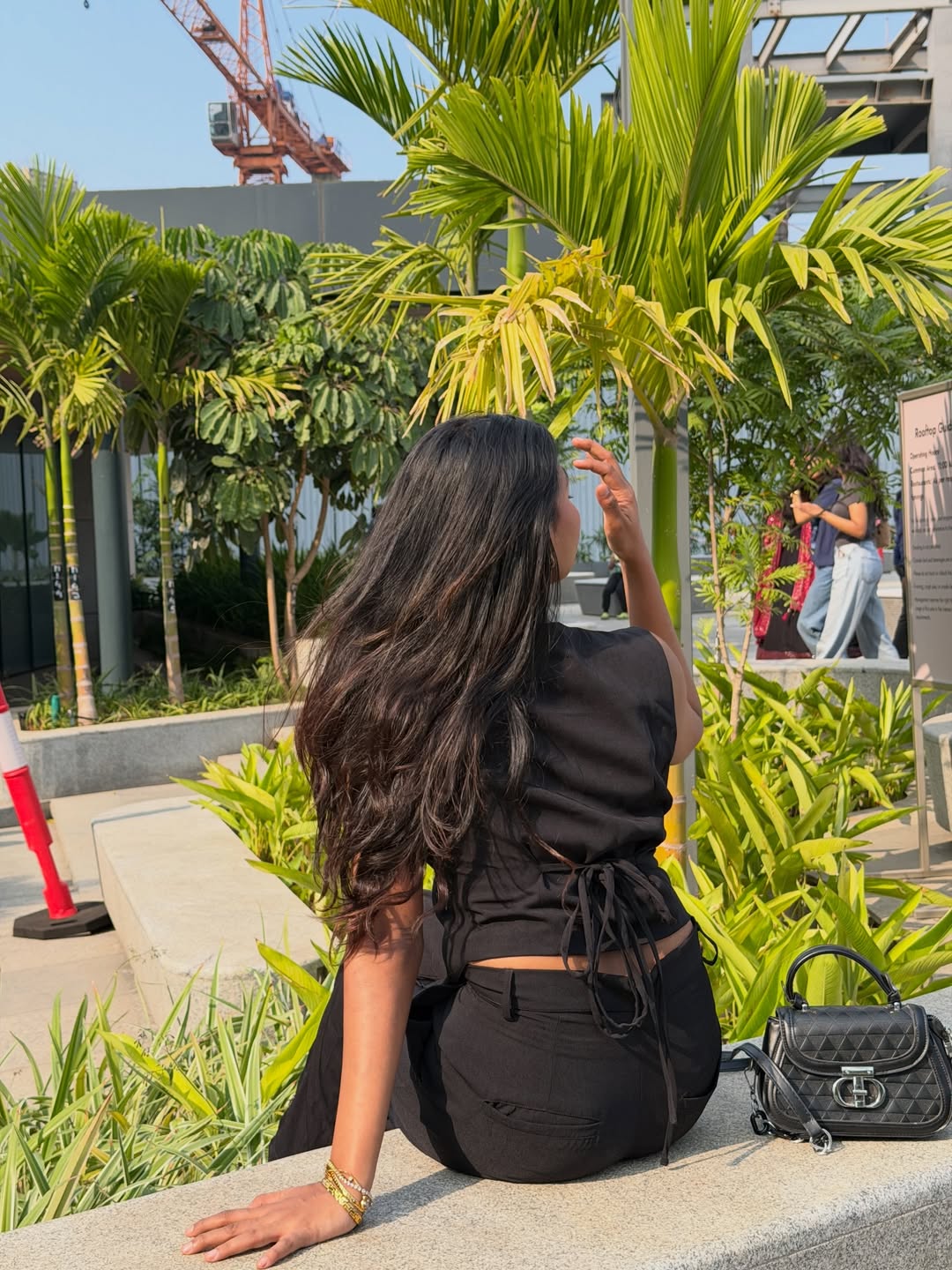 Customer photo 3 of V-neck Solid Button Vest & Mid Rise Pocket Wide Leg Trousers In Black
