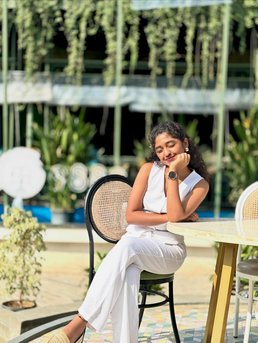 Customer photo 1 of V-neck Solid Button Vest & Mid Rise Pocket Wide Leg Trousers In White