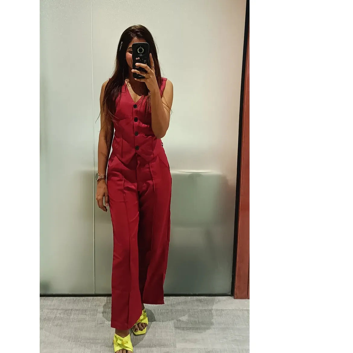 Customer photo 2 of Matching Set of Vest Coat and Trouser in Burgundy
