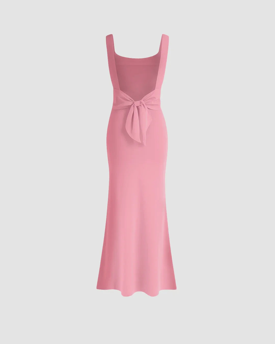 XS Scoop Neck Backless Bodycon Dress in Rose Pink